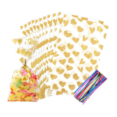 কাস্টম মুদ্রিত উপহার মোড়ক সেলো সেলফান পার্টি ট্রিট ব্যাগ ফেভারিট ক্লিয়ার ক্যান্ডি কুকি প্লাস্টিকের পলি গুডি স্টোরেজ ব্যাগ